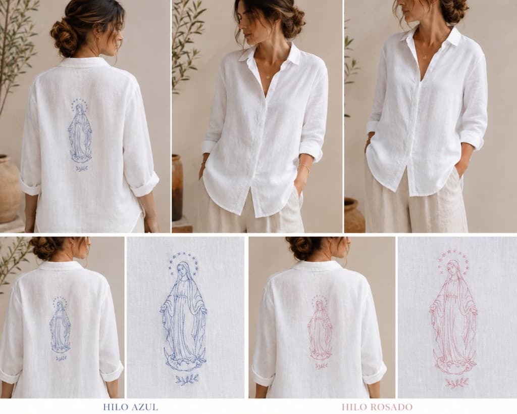 Camisa lino bordada